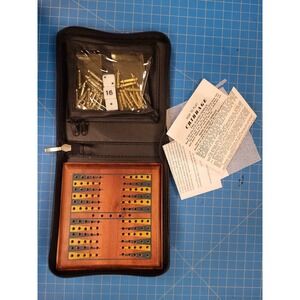 Vintage Cribbage Board Game Set Wood Pegs Dice Instructions Travel Case Complete